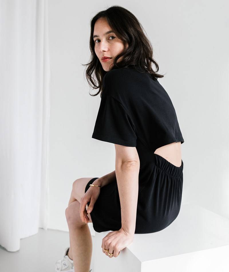 KAUF DICH GLüCKLICH Kleid Schwarz aus Bio-Baumwolle
