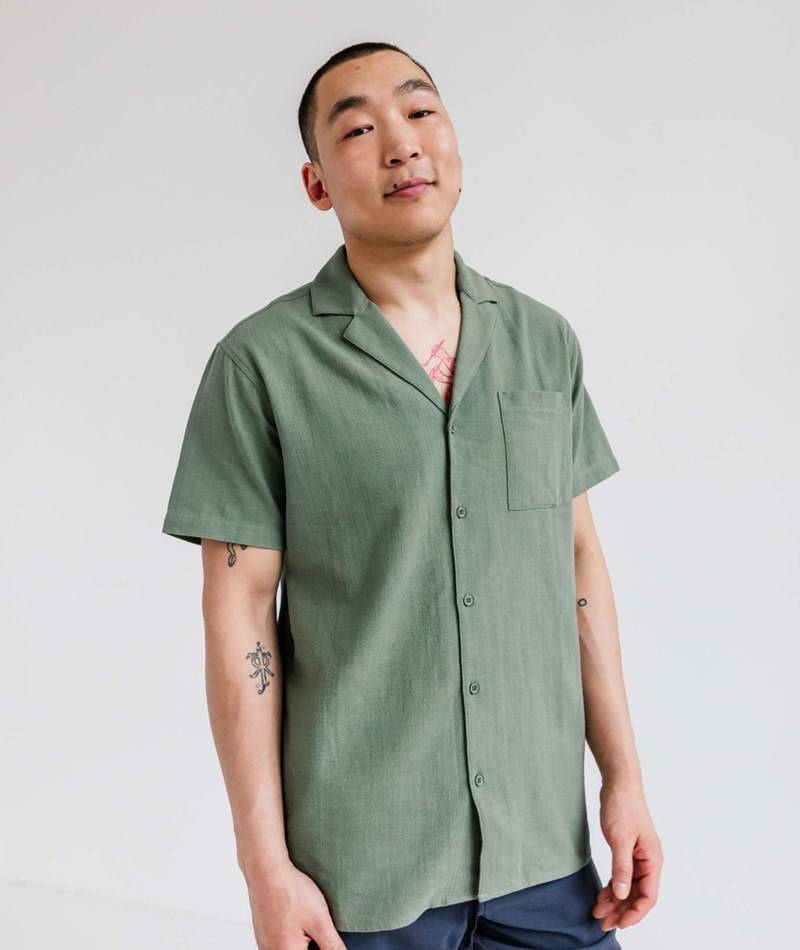 KAUF DICH GLüCKLICH Kurzarmhemd Salbeigrün