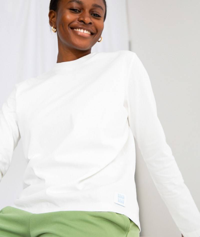 KAUF DICH GLüCKLICH Longsleeve Weiü aus Bio-Baumwolle