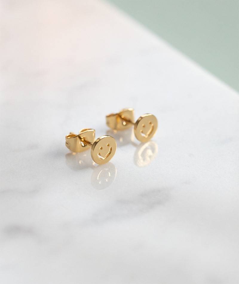 KAUF DICH GLüCKLICH Ohrringe Smiley Gold