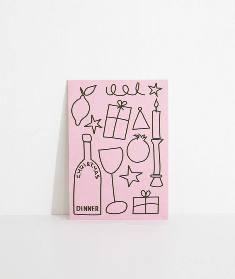 KAUF DICH GLüCKLICH Postkarte Christmas Rosa