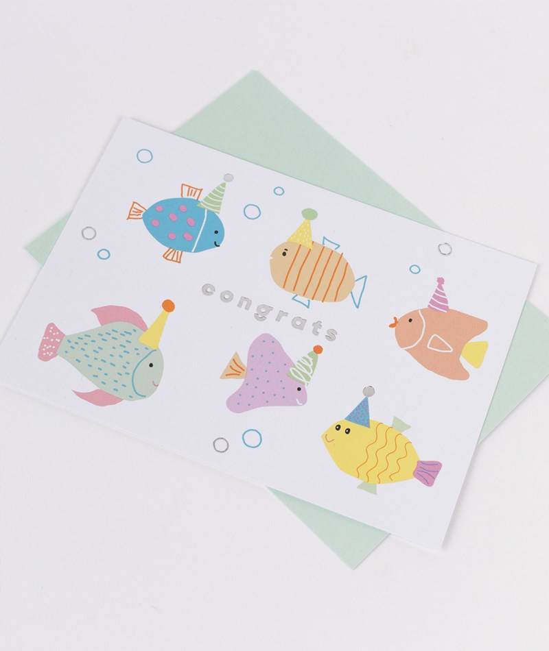 KAUF DICH GLüCKLICH Postkarte Congrats Weiü