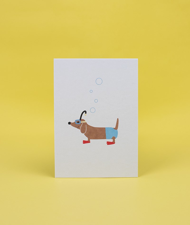 KAUF DICH GLüCKLICH Postkarte Dackel