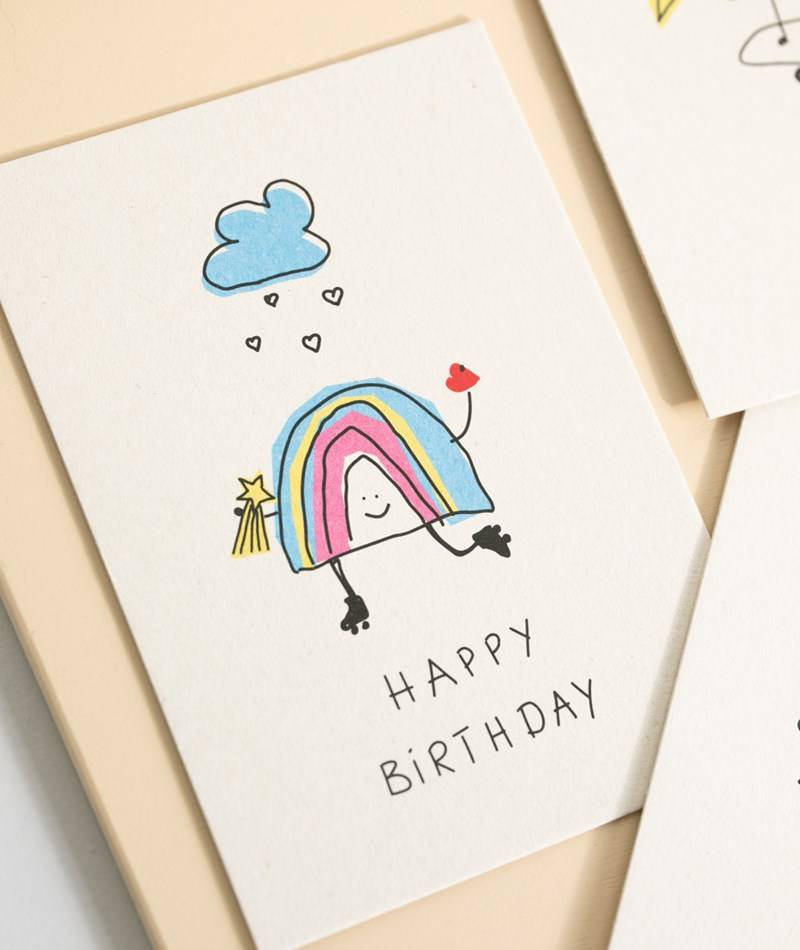 KAUF DICH GLüCKLICH Postkarte Happy B-Day Weiü