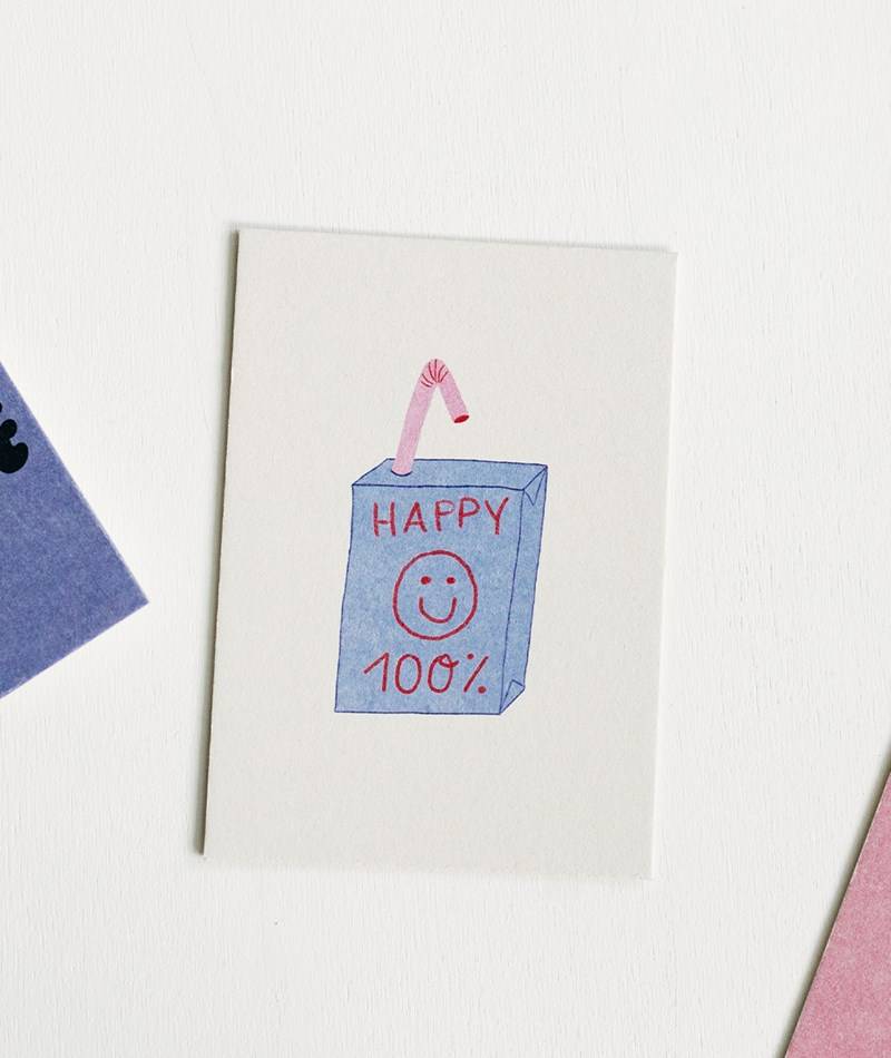 KAUF DICH GLüCKLICH Postkarte Happy Juice 100% Weiü