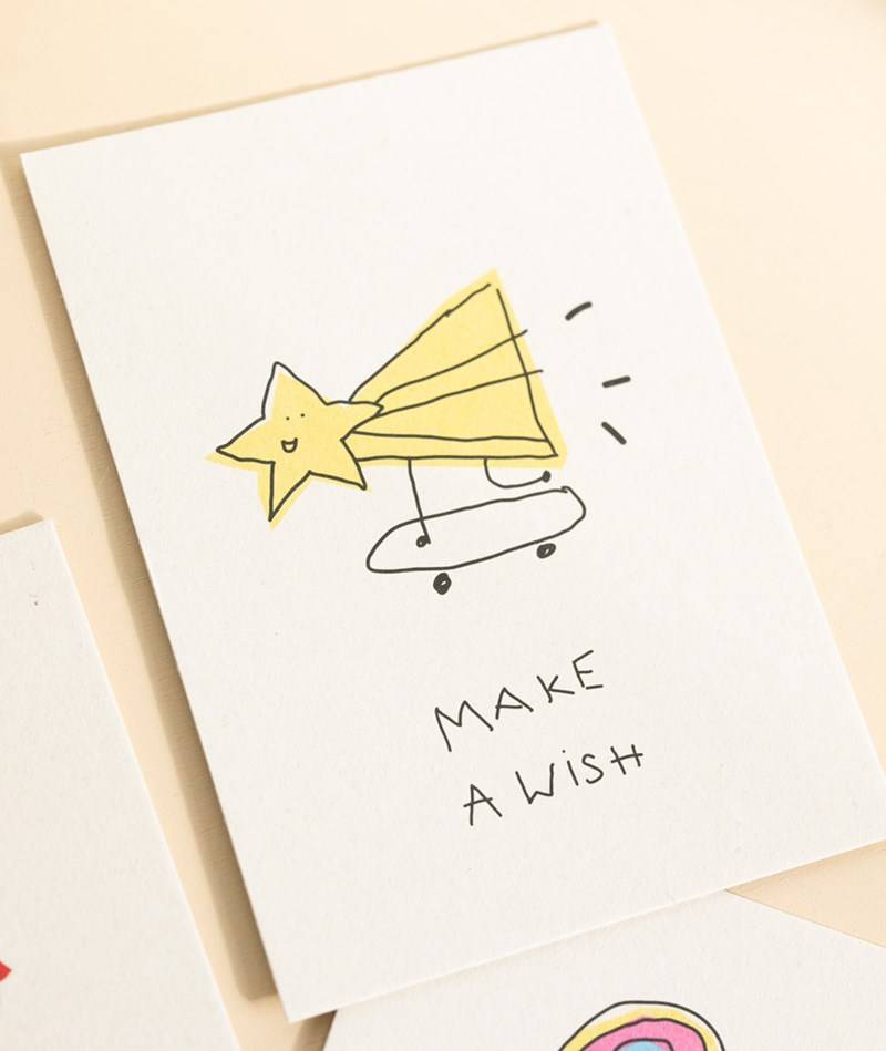 KAUF DICH GLüCKLICH Postkarte Make a Wish Weiü