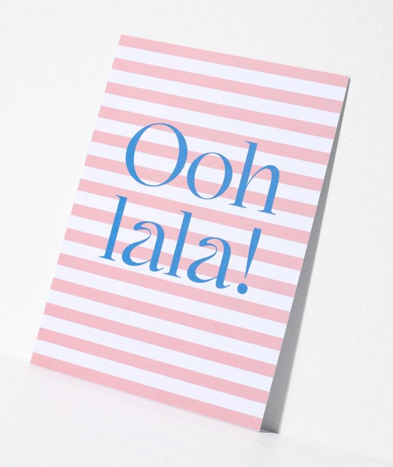 KAUF DICH GLüCKLICH Postkarte Ooh Lala gestreift