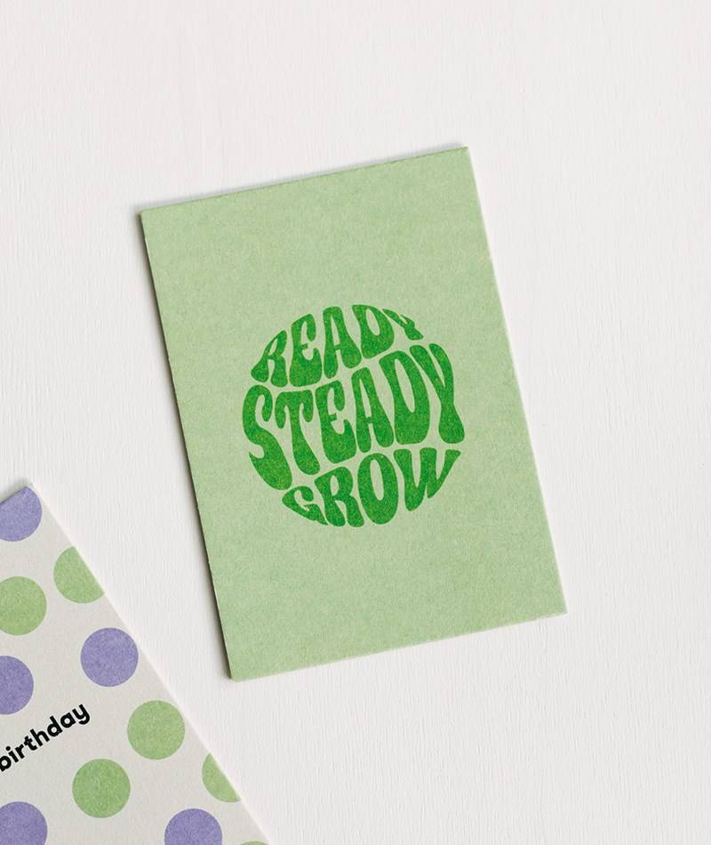 KAUF DICH GLüCKLICH Postkarte Ready Steady Grow Grün
