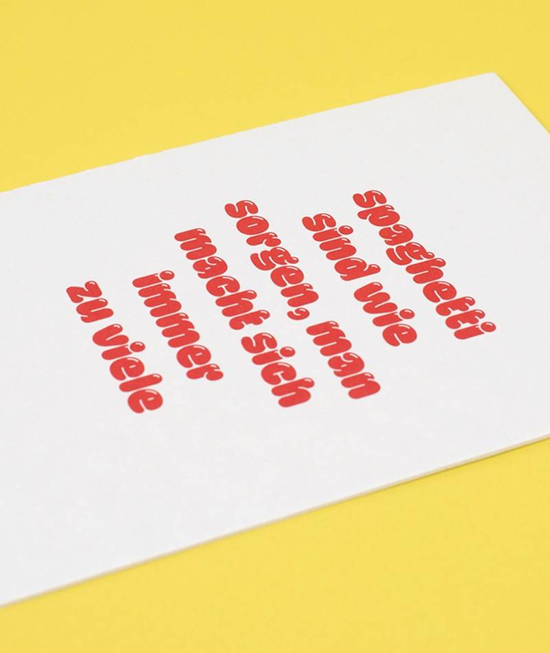 KAUF DICH GLüCKLICH Postkarte Spaghetti