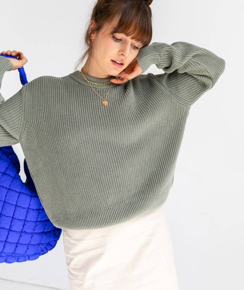 KAUF DICH GLüCKLICH Pullover Salbei Grün aus Bio-Baumwolle