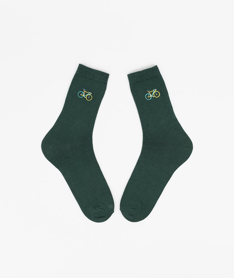 KAUF DICH GLüCKLICH Socken Bicycle (Gr. 41-46) Dunkelgrün aus Bio-Baumwolle