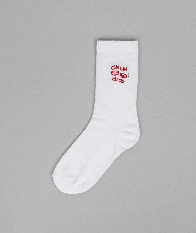 KAUF DICH GLüCKLICH Socken Cin Cin (Gr. 36-41) Weiü aus Bio-Baumwolle