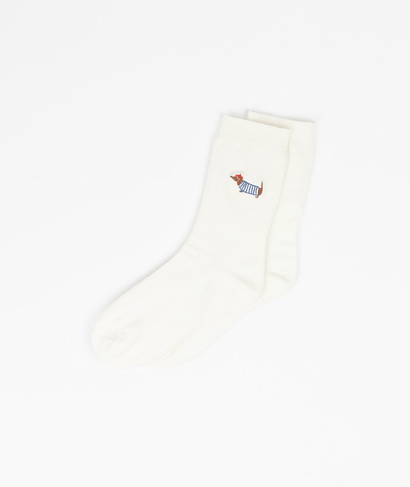 KAUF DICH GLüCKLICH Socken Dackel (Gr. 36-41) Weiü aus Bio-Baumwolle