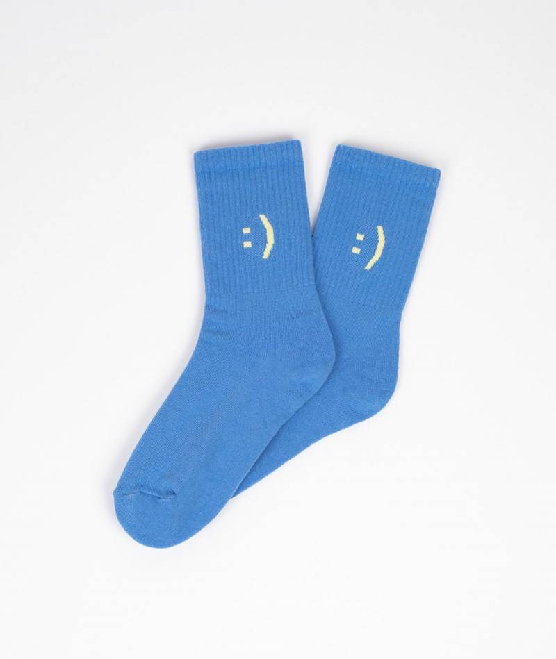 KAUF DICH GLüCKLICH Socken Smiley (Gr. 36-41) Blau aus Bio-Baumwolle