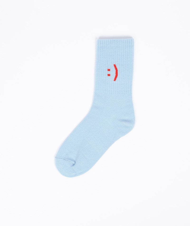 KAUF DICH GLüCKLICH Socken Smiley (Gr. 36-41) Hellblau aus Bio-Baumwolle