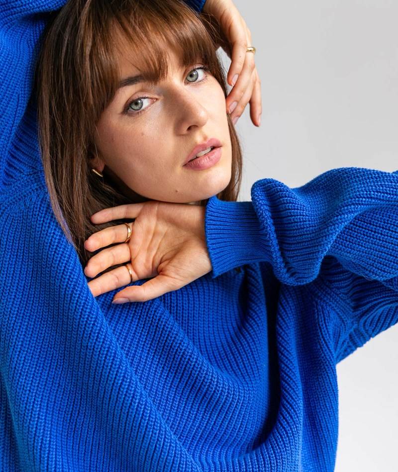 KAUF DICH GLüCKLICH Strickpullover Blau aus Bio-Baumwolle
