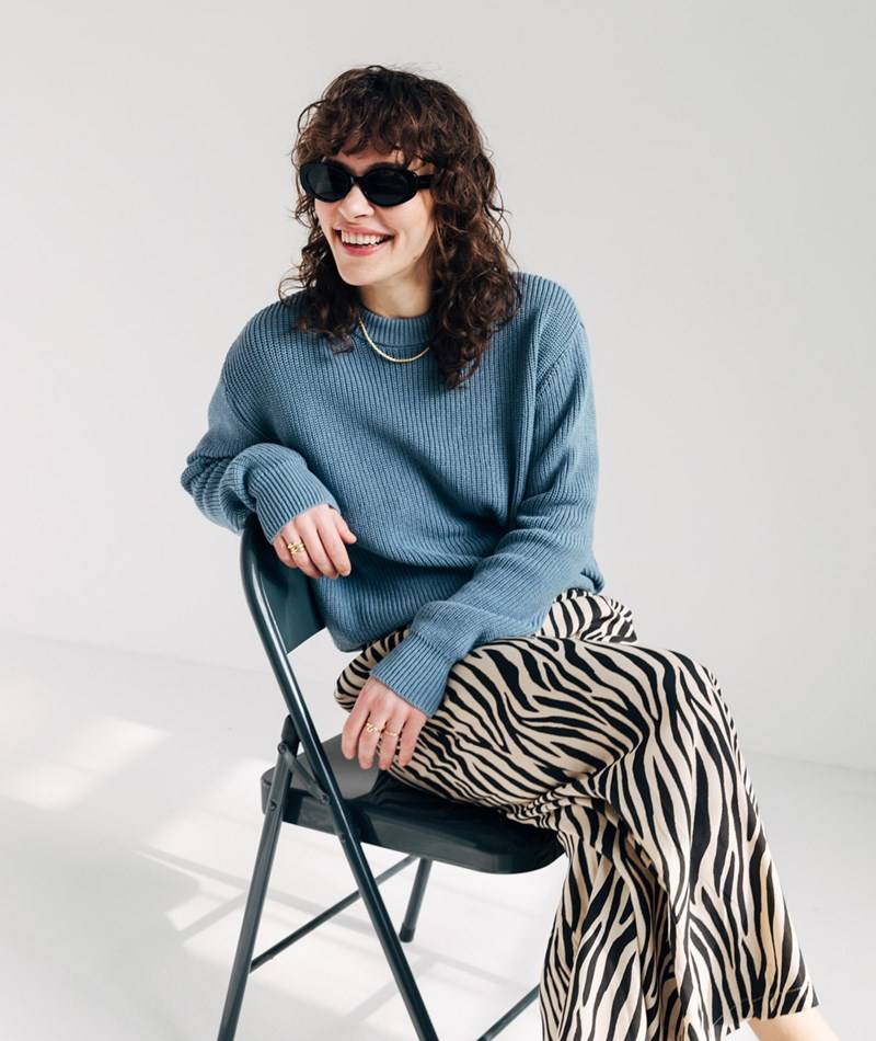 KAUF DICH GLüCKLICH Strickpullover Blau aus Bio-Baumwolle