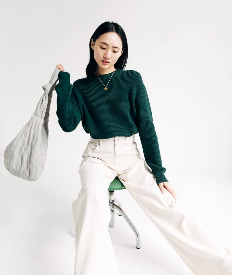 KAUF DICH GLüCKLICH Strickpullover Grün aus Bio-Baumwolle