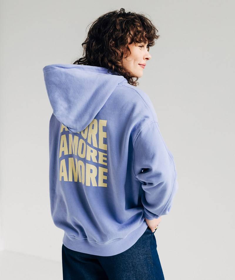 KAUF DICH GLüCKLICH Sweater Amore Print Blau aus Bio-Baumwolle