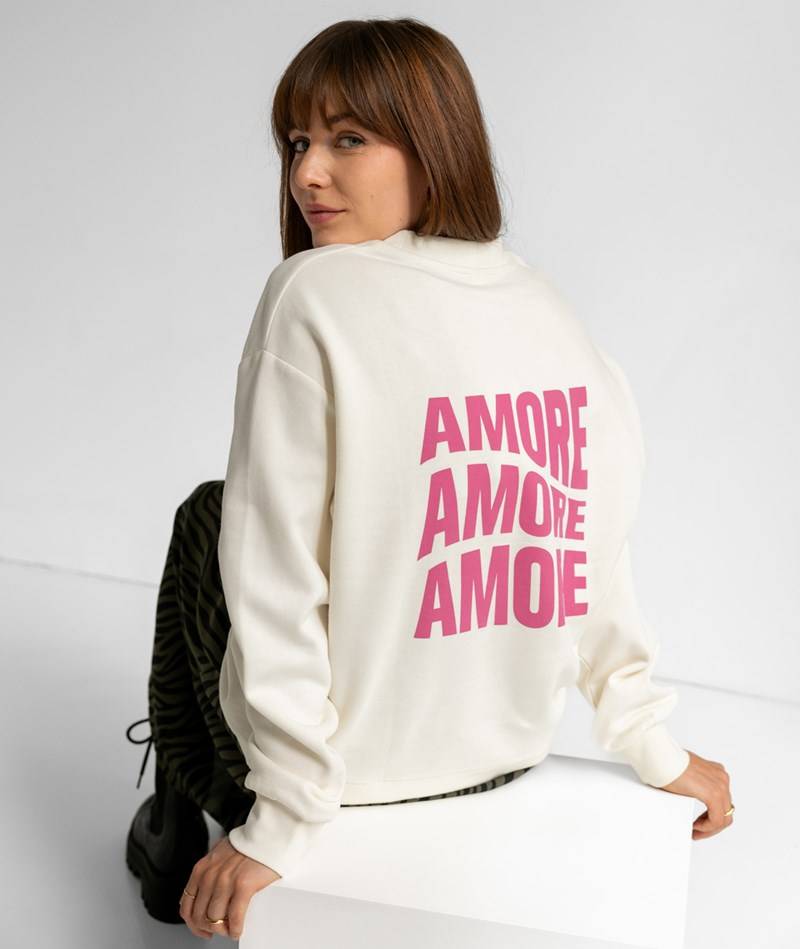 KAUF DICH GLüCKLICH Sweater Amore Weiü aus Bio-Baumwolle