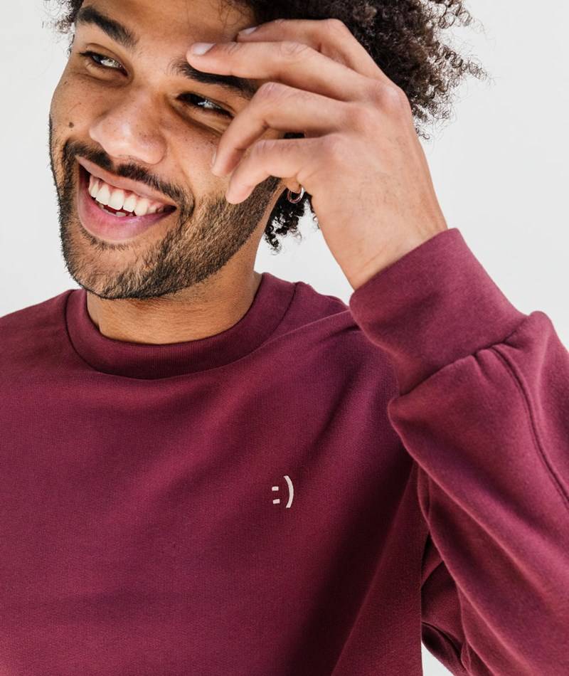KAUF DICH GLüCKLICH Sweater Dunkelrot aus Bio-Baumwolle