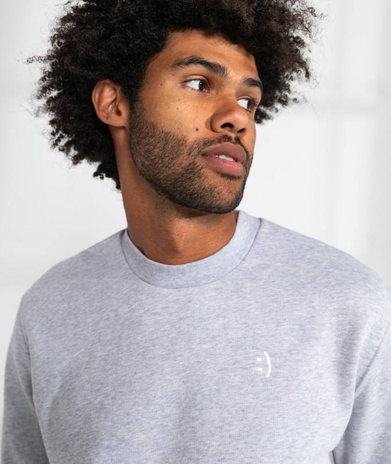 KAUF DICH GLüCKLICH Sweater Smiley Grau aus Bio-Baumwolle