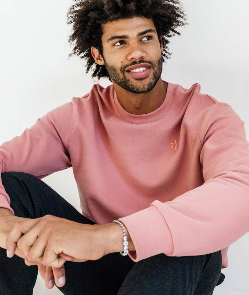 KAUF DICH GLüCKLICH Sweater Smiley Rosa aus Bio-Baumwolle