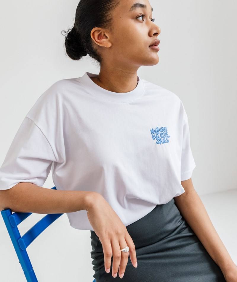 KAUF DICH GLüCKLICH T-Shirt Blue Skies Weiü aus Bio-Baumwolle