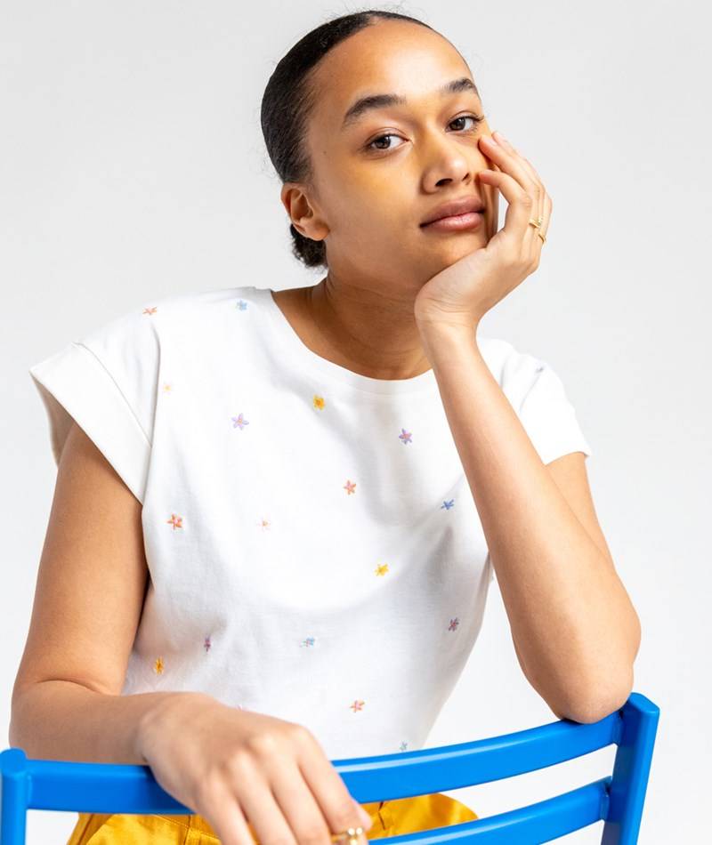 KAUF DICH GLüCKLICH T-Shirt Blumen gemustert aus Bio-Baumwolle