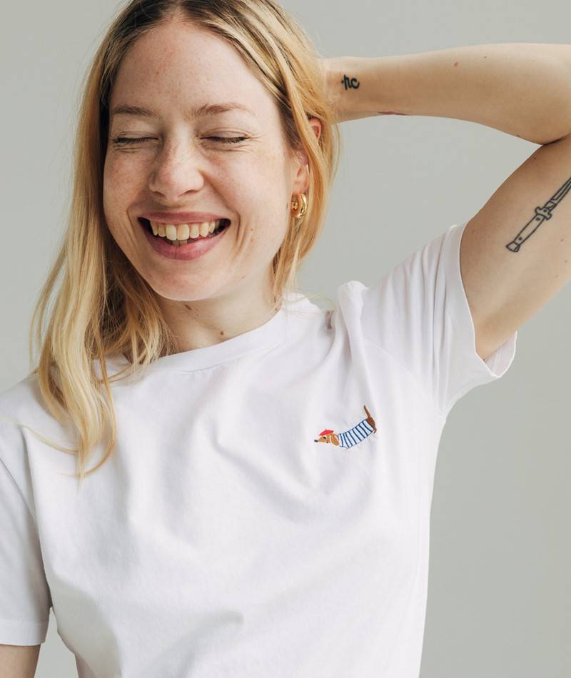 KAUF DICH GLüCKLICH T-Shirt Dackel weiü aus Bio-Baumwolle