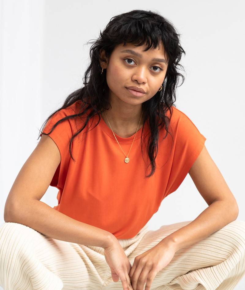 KAUF DICH GLüCKLICH T-Shirt orange aus LENZING™ ECOVERO™