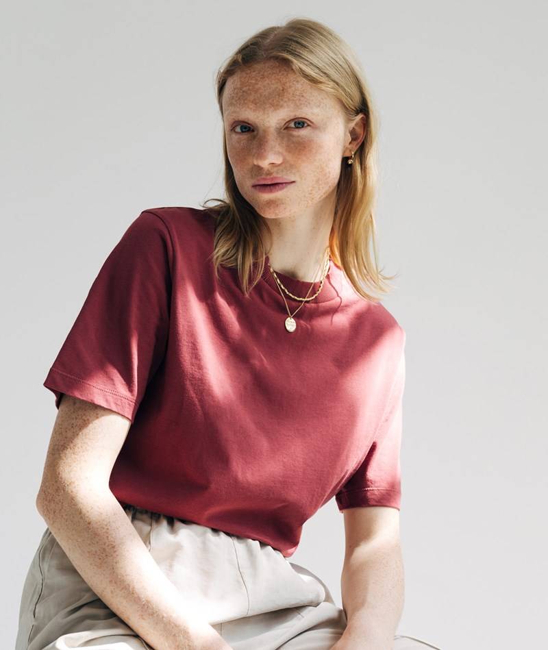 KAUF DICH GLüCKLICH T-Shirt Terracotta Rot aus Bio-Baumwolle