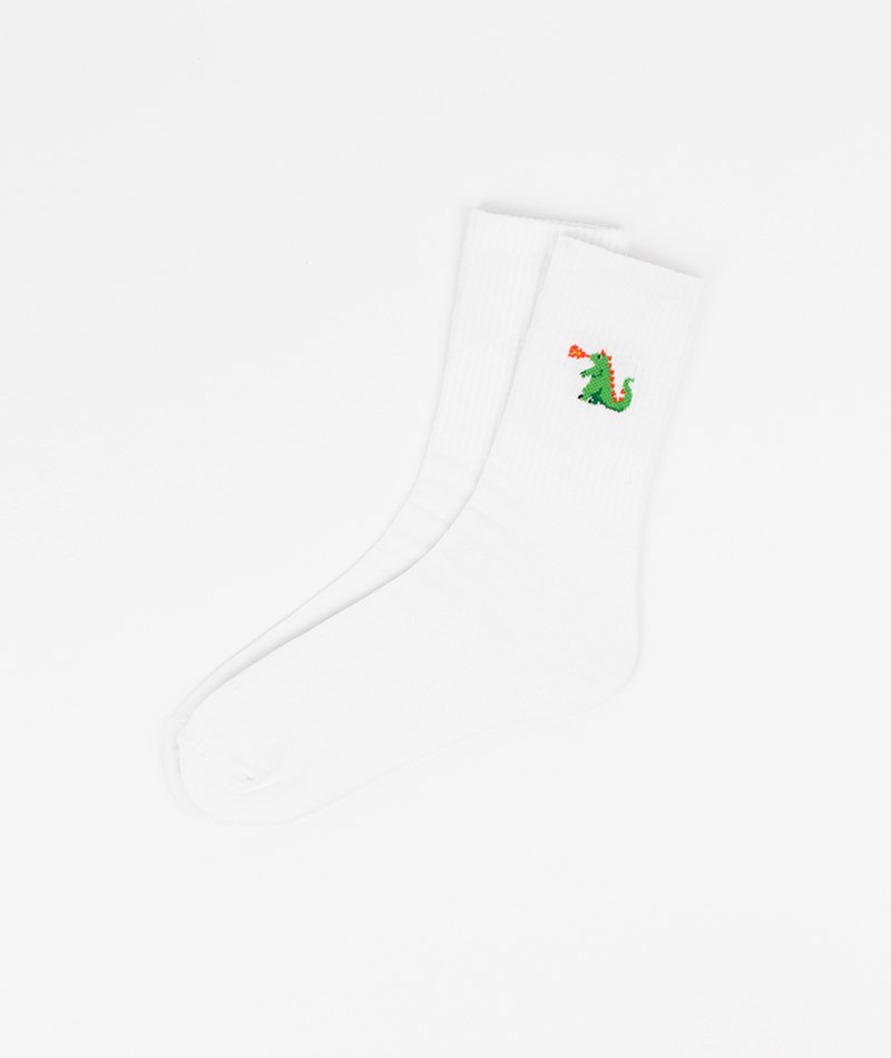 KAUF DICH GLüCKLICH Tennissocke Godzilla (Gr. 41-46) Weiü aus Bio-Baumwolle