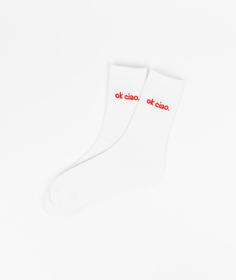 KAUF DICH GLüCKLICH Tennissocke OK CIAO (Gr. 41-46) Weiü aus Bio-Baumwolle