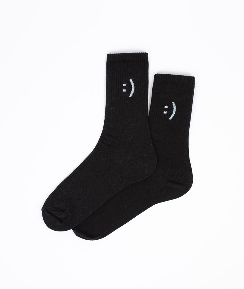KAUF DICH GLüCKLICH Tennissocke Smiley (Gr. 41-46) Schwarz aus Bio-Baumwolle