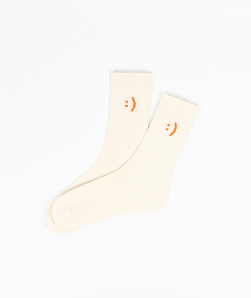 KAUF DICH GLüCKLICH Tennissocken Smiley (Gr. 41-46) Weiü aus Bio-Baumwolle