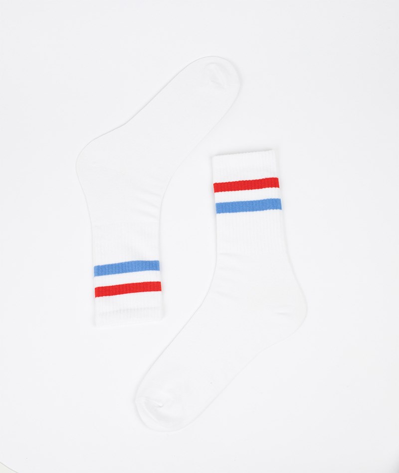 KAUF DICH GLüCKLICH Tennissocken Streifen (Gr. 41-46) Weiü aus Bio-Baumwolle