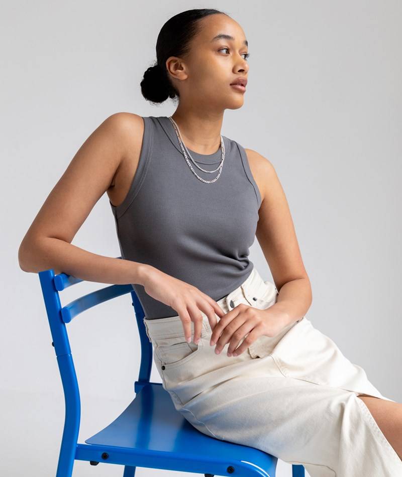 KAUF DICH GLüCKLICH Top Dunkelgrau aus Bio-Baumwolle