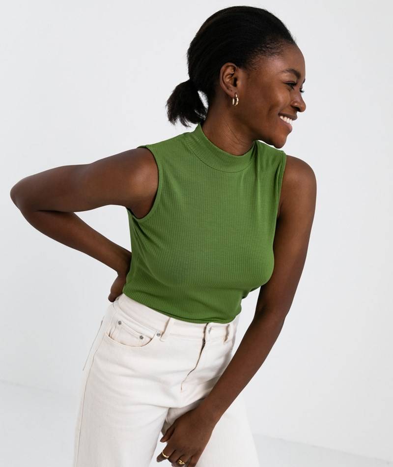 KAUF DICH GLüCKLICH Top Grün aus Viskose (LENZING™ ECOVERO™)