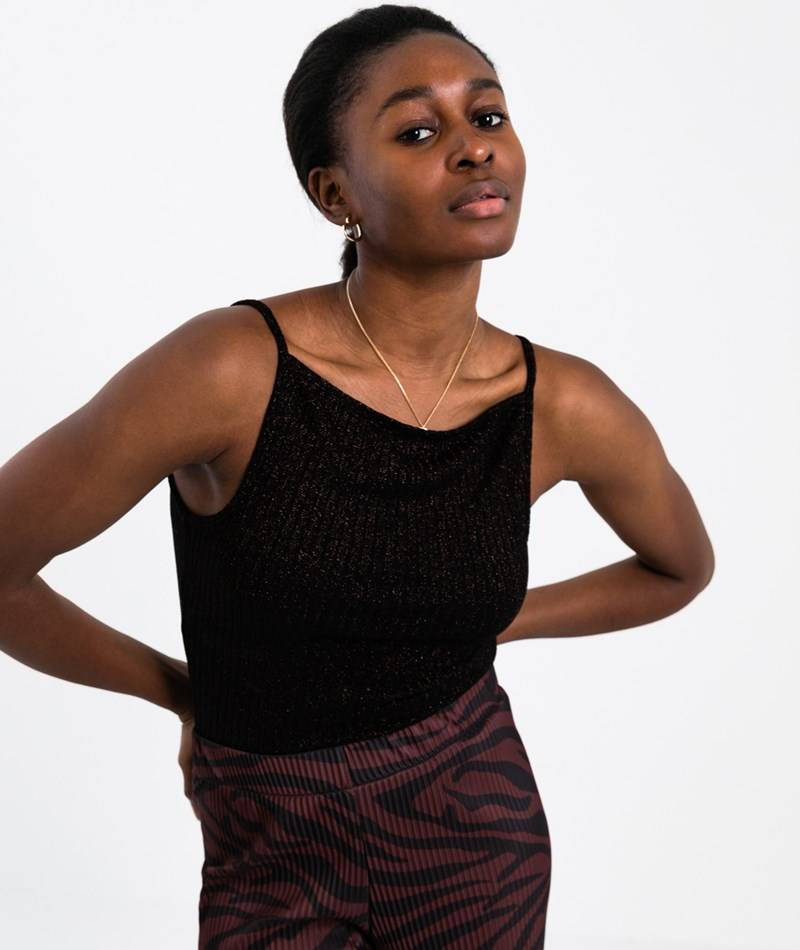 KAUF DICH GLüCKLICH Top Schwarz Lurex