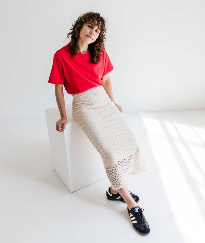 Kauf Dich Glücklich VILA VILaura Midi Rock Beige