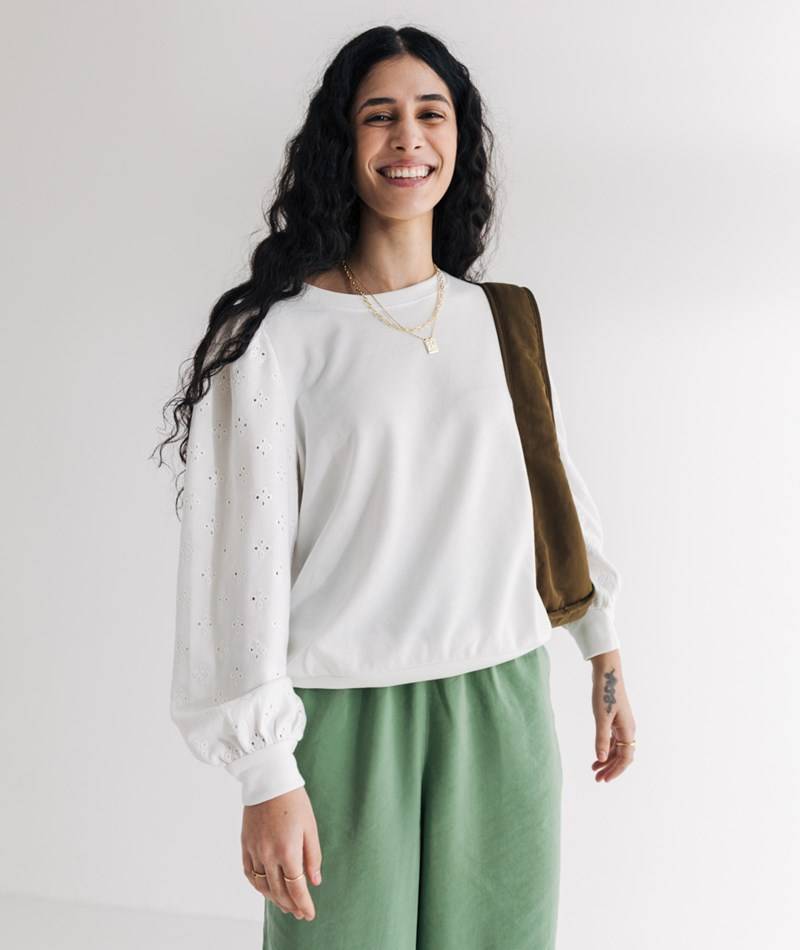 Kauf Dich Glücklich VILA VIPuf L/S EMB Bluse Weiü