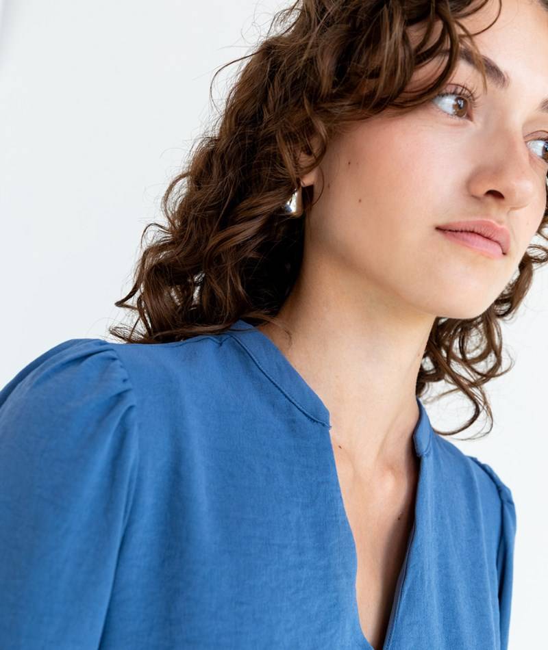 Kauf Dich Glücklich VILA VIRella V-Neck Bluse Blau