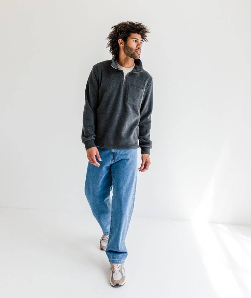 KAUF DICH GLüCKLICH Zip Sweater Dunkelgrau