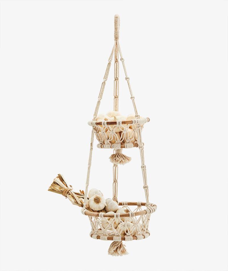 Kauf Dich Glücklich MADAM STOLTZ Hüngende Macrame Korb Beige