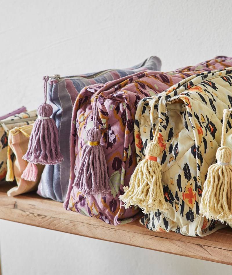 Kauf Dich Glücklich MADAM STOLTZ Kosmetiktasche mit Quaste gemustert