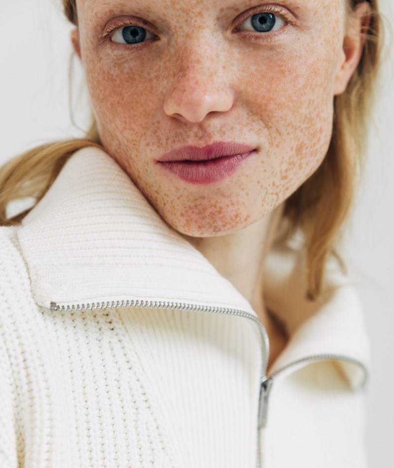 Kauf Dich Glücklich SELECTED FEMME SLFBloomie LS Knit Half Zip Weiü