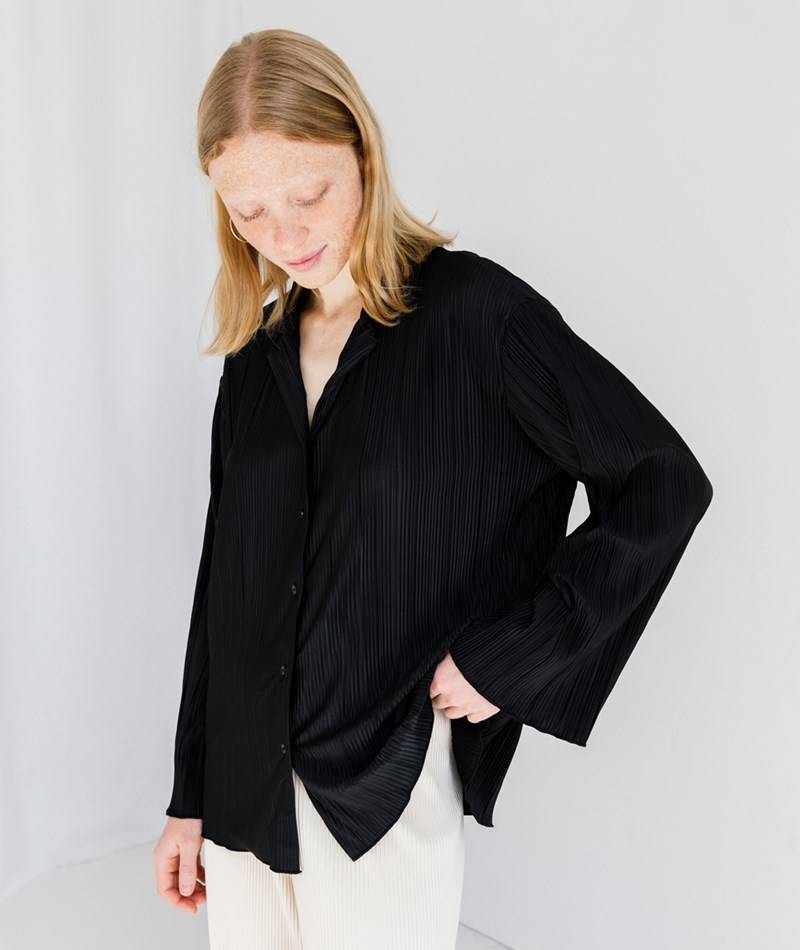 Kauf Dich Glücklich SELECTED FEMME SLFFellie LS Plisse Bluse Schwarz