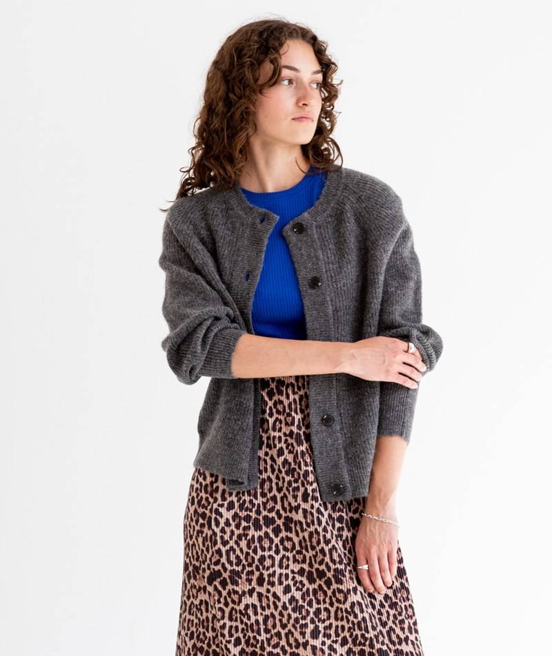 Kauf Dich Glücklich SELECTED FEMME SLFLulu LS Knit Short Cardigan Grau