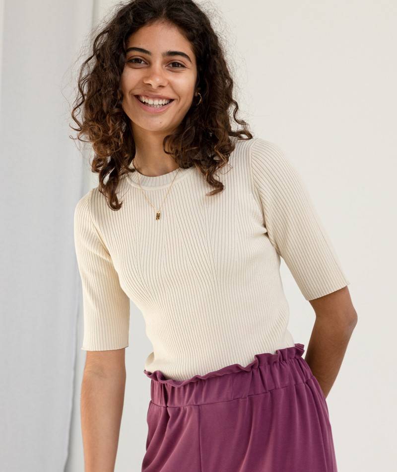 Kauf Dich Glücklich SELECTED FEMME SLFMala T-Shirt Beige